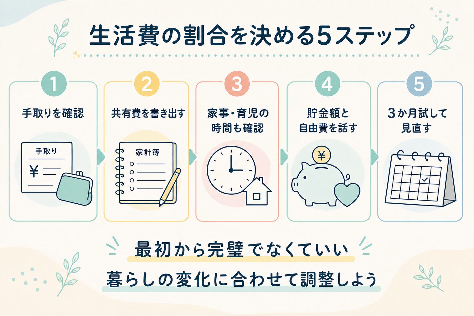 生活費の負担割合を決める5ステップ