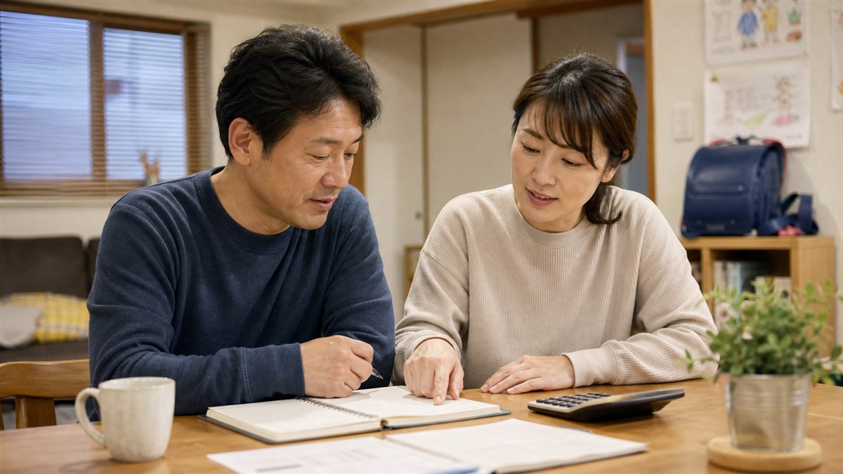 教育費と老後資金の配分を家計簿で相談する夫婦