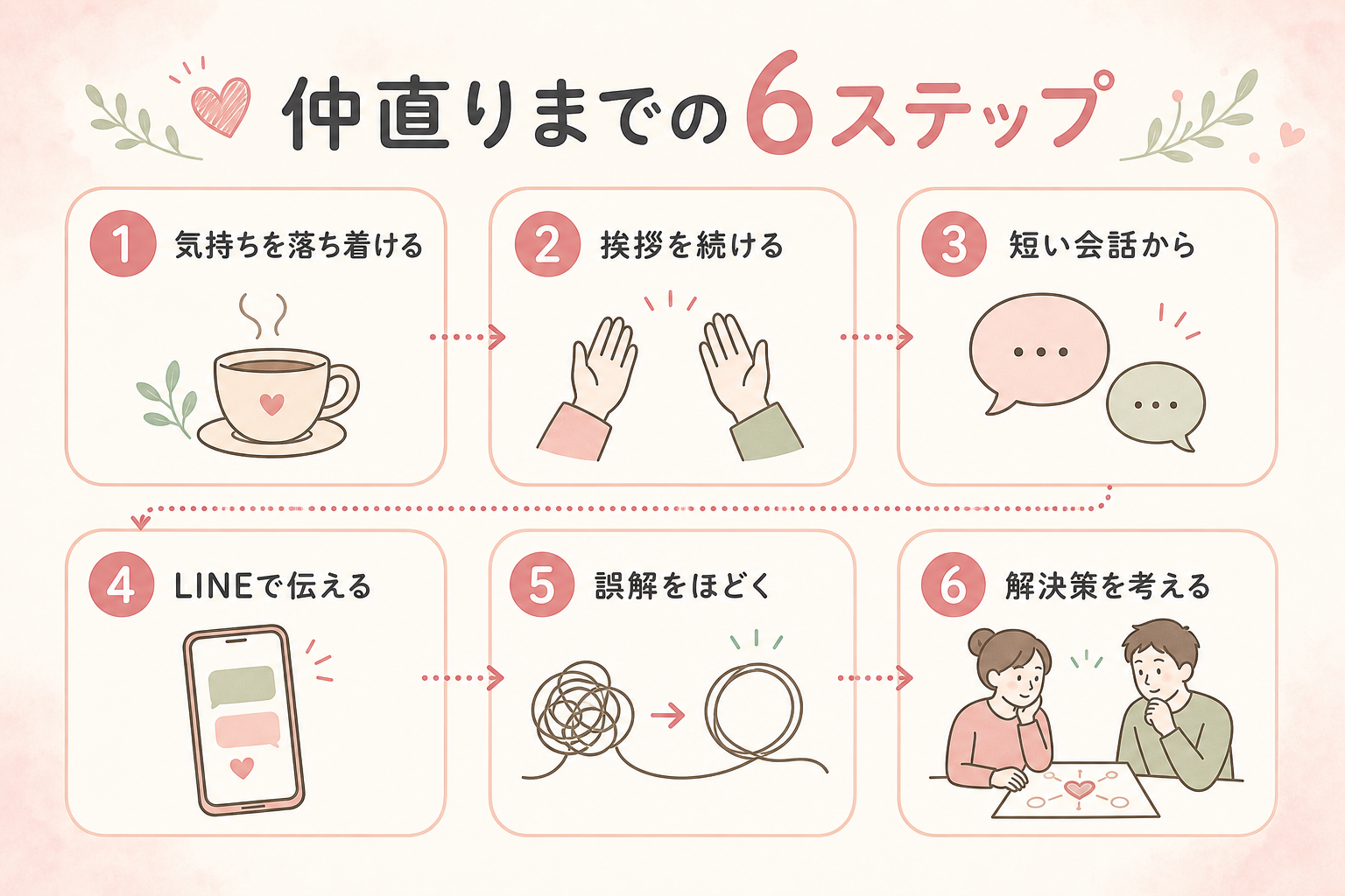 夫婦喧嘩のあと仲直りするまでの6ステップ図解